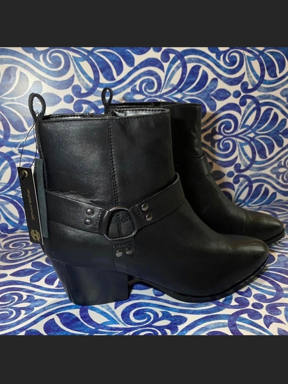 House Of Harlow 1960 Portia Black Leather Ankle Boots NEW